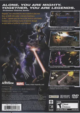 X-Men Legends box cover back